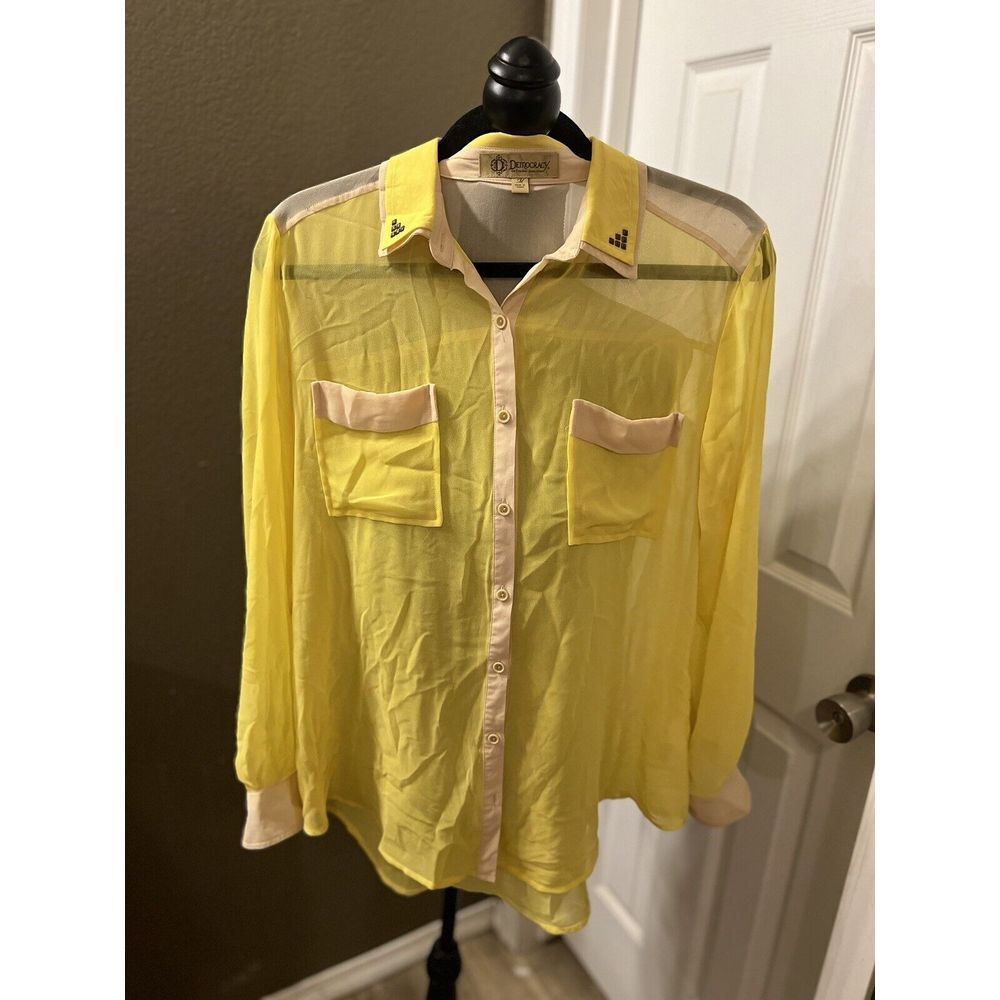 Democracy‎ Yellow Nude Sheer Top Medium
